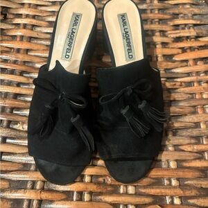 Karl Lagerfeld Holly Black Suede Leather Size 7.5